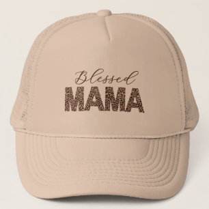 Gesegnet Mama Leopard/Cheetah Print - Personalisie Truckerkappe