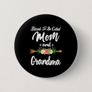 Gesegnet, Mama und Oma floral genannt zu werden Button