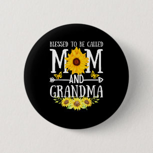 Gesegnet, Mama und Oma floral süß genannt zu werde Button
