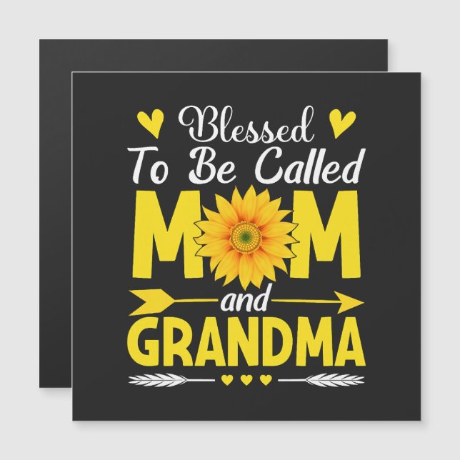 Gesegnet, Mama und Oma genannt zu werden Magnetkarte (Vorne/Hinten)