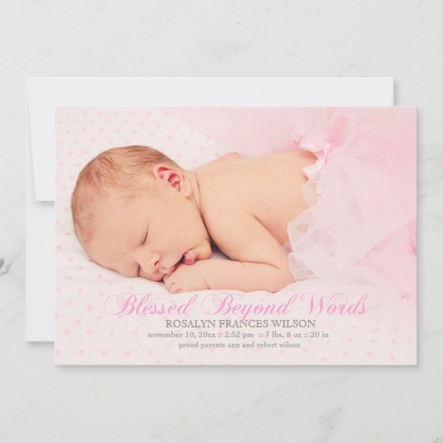 Gesegnet mit einem Mädchen Foto Geburtserklärung Ankündigung (Vorderseite)