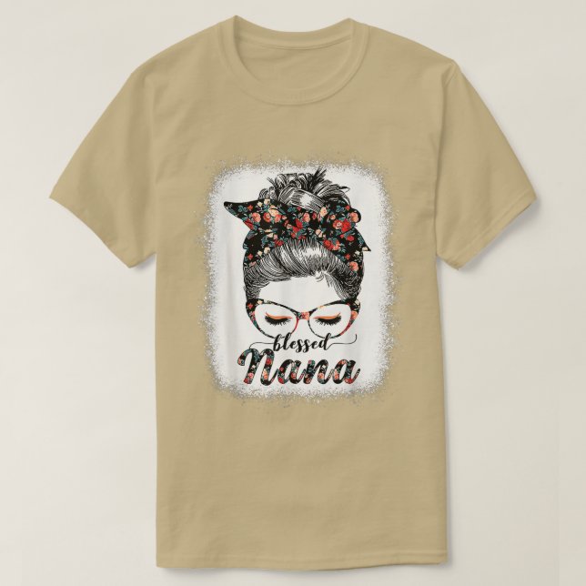 Gesegnet Nana Messy Bun Frauen glücklich Ostern, M T-Shirt (Design vorne)