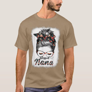 Gesegnet Nana Messy Bun Frauen glücklich Ostern, M T-Shirt