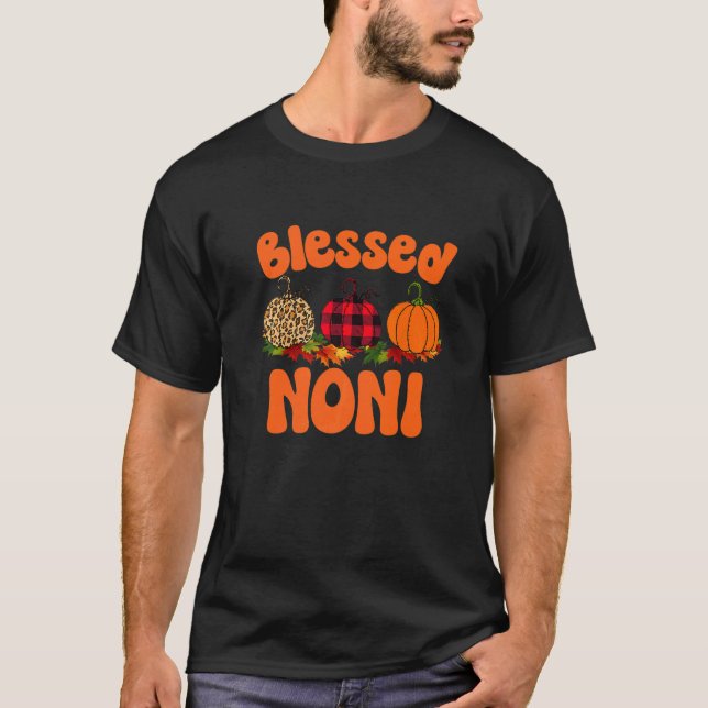Gesegnet Noni Pumpkin Leopard Dankbarkeit Dankbar, T-Shirt (Vorderseite)