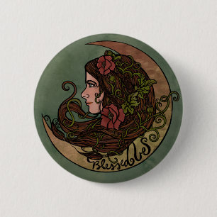 Gesegnet sei Moon Goddess Pagan Art Button