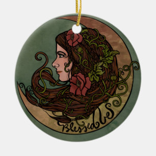 Gesegnet sei Moon Goddess Pagan Art Keramik Ornament