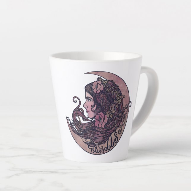 Gesegnet sei Moon Goddess Pagan Art Milchtasse (Rechte Ecke)