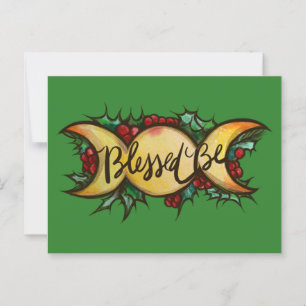 Gesegnet sei Triple Moon Goddess Holly Weihnachten Postkarte