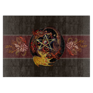 Gesegnet sein Jugendstil Pentagramm Dragon Schneidebrett