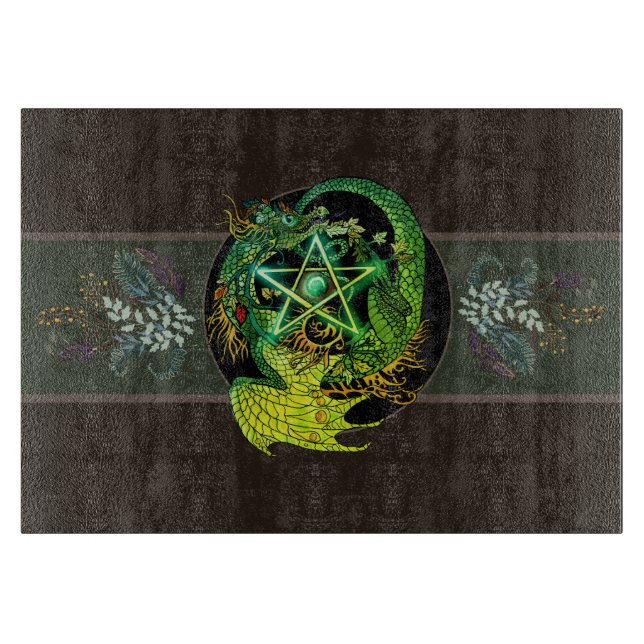 Gesegnet sein Jugendstil Pentagramm Dragon Schneidebrett (Vorderseite)