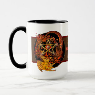 Gesegnet sein Jugendstil Pentagramm Dragon Tasse