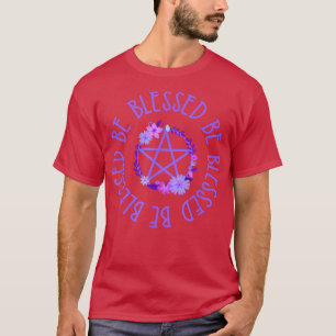 Gesegnet sein Lila florales Pentagramm Wiccan Paga T-Shirt