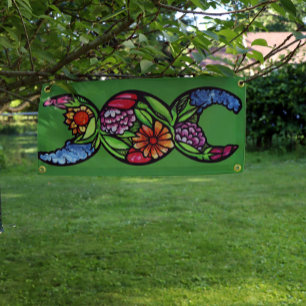 "Gesegnet sein" Triple Moon Bloom Banner