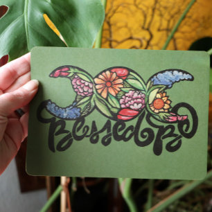 "Gesegnet sein" Triple Moon Bloom Feiertagskarte