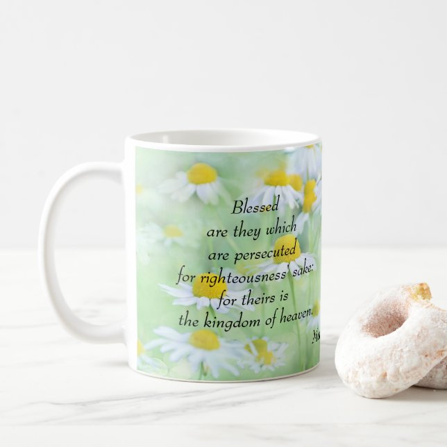 Gesegnet sind die Verfolgten - Matthew 5:10 Tasse (Mit Donut)