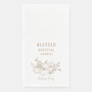 Gesegnet Thankful Pumpkin Whie Holiday Serviette