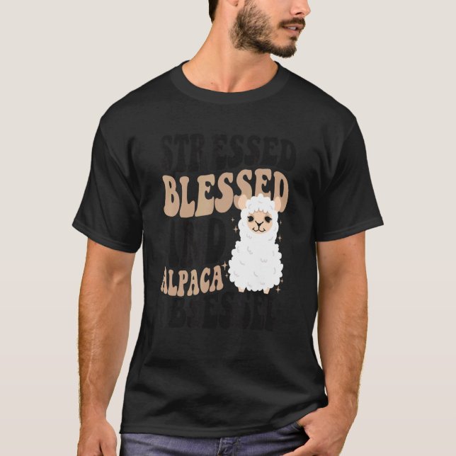 Gesegnet und Alpaca besessen Huacaya Lama T-Shirt (Vorderseite)