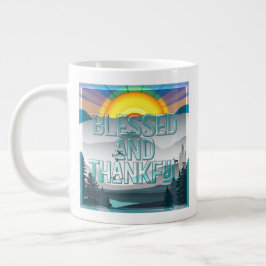 Gesegnet und dankbar Jumbo-Tasse