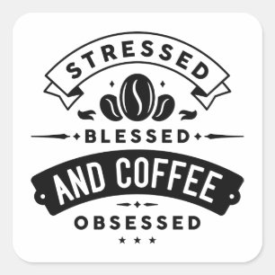 gesegnet und getrunken quadratischer aufkleber