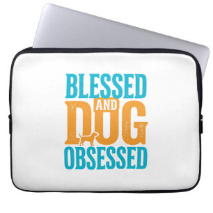 Gesegnet und hundebesessen Retro-Hundeliebhaber-De Laptopschutzhülle