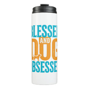 Gesegnet und hundebesessen Retro-Hundeliebhaber-De Thermosbecher