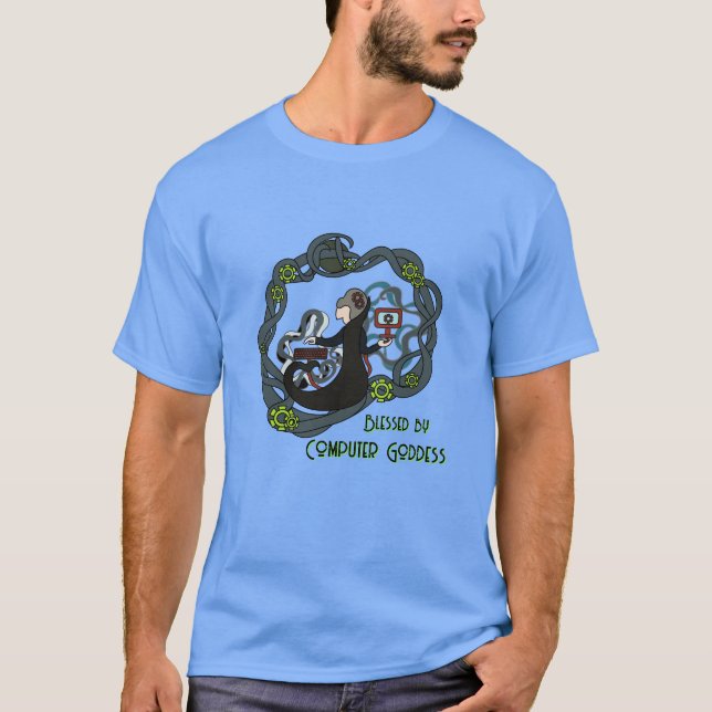 Gesegnet von der Computergöttin T-Shirt (Vorderseite)