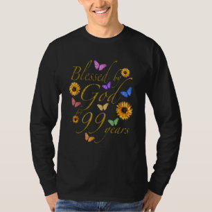 Gesegnet von Gott für 99 Jahre Schmetterling Sonne T-Shirt
