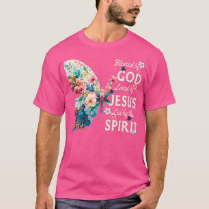 Gesegnet von Gott geliebt von Jesus Blumen Schmett T-Shirt