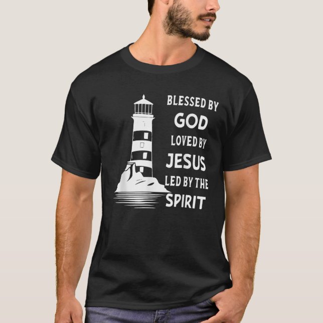 Gesegnet von Gott, geliebt von Jesus, geführt vom  T-Shirt (Vorderseite)