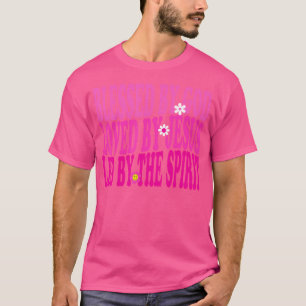 Gesegnet von Gott geliebt von Jesus rosa Blume Chr T-Shirt