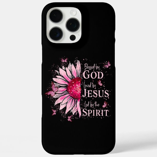 Gesegnet von Gott - geliebt von Jesus rosa Sonnenb Case-Mate iPhone Hülle (Rückseite)