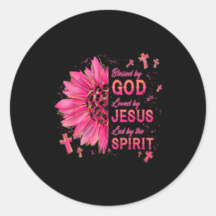 Gesegnet von Gott geliebt von Jesus Sonnenblume Ch Runder Aufkleber