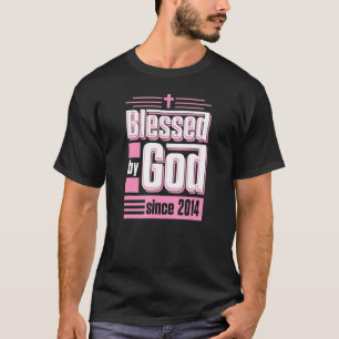 Gesegnet von Gott seit 2014 Christlich Themed Birt T-Shirt
