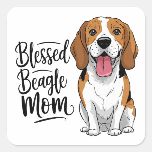 Gesegnete Beagle-Mutter Süße Cartoon-Hündin Hunde Quadratischer Aufkleber