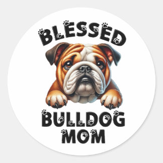 Gesegnete Bulldoggen-Mutter Süßer Welpenliebe Hund Runder Aufkleber
