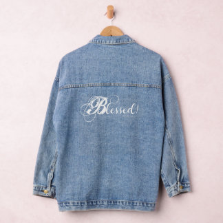 Gesegnete Denim-Jacke (Weiß) Jeansjacke