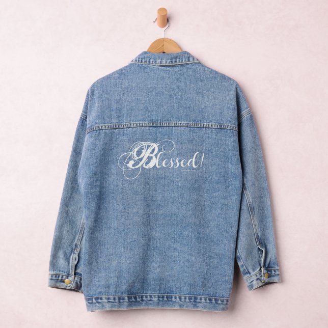 Gesegnete Denim-Jacke (Weiß) Jeansjacke (Hangar)