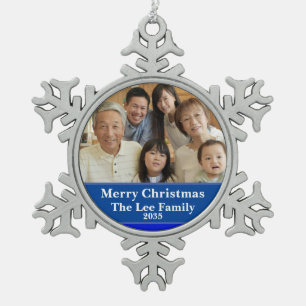 Gesegnete erste Heimat Weihnachts-Krippenszene Schneeflocken Zinn-Ornament