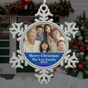 Gesegnete erste Zuhause Weihnachtskrippe Szene Schneeflocken Zinn-Ornament