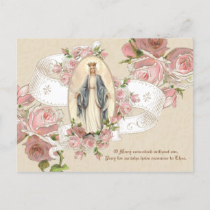Gesegnete Jungfrau Maria Rosen Vintage religiös Postkarte