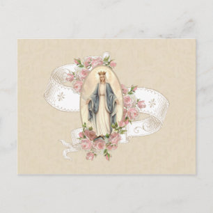 Gesegnete Jungfrau Maria Rosen Vintage religiös Postkarte