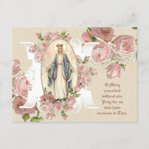 Gesegnete Jungfrau Maria Rosen Vintage religiös Postkarte