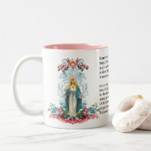 Gesegnete Jungfrau Mary Blume Memorare Gebet Zweifarbige Tasse