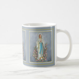Gesegnete Jungfrau Mary des Rosenbeetes w/roses Tasse