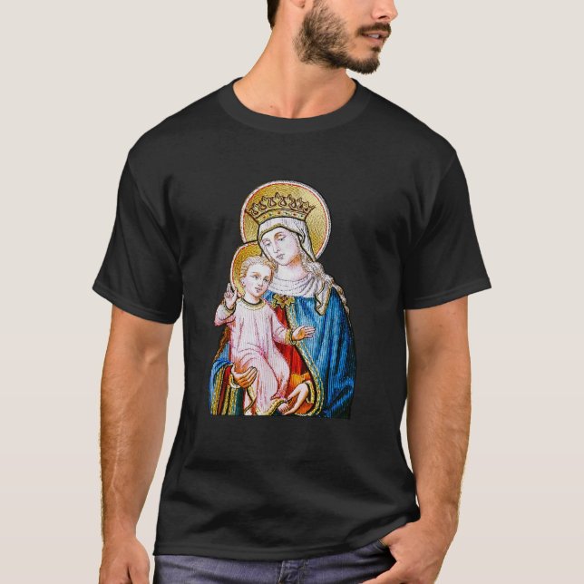 Gesegnete Jungfrau Mary hält Baby Jesus T-Shirt (Vorderseite)