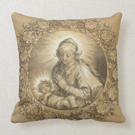 Gesegnete Jungfrau Mary Jesus Weihnachten Vintag Kissen
