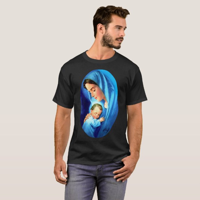 Gesegnete Jungfrau Mary mit dem Baby Jesus T-Shirt (Vorne ganz)