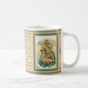 Gesegnete Jungfrau Mary mit Gebet Jesuss Memorare Kaffeetasse