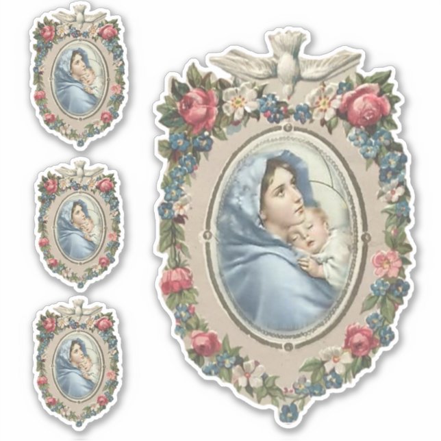 Gesegnete Jungfrau Mary mit Jesus Religious Vinyl Aufkleber (Vorderseite)