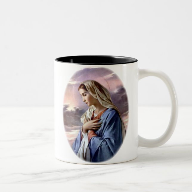 Gesegnete Jungfrau Mary - Mutter des Gottes Zweifarbige Tasse (Rechts)
